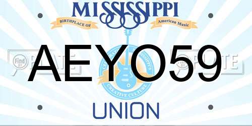 AEYO59 Mississippi License Plate