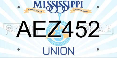 AEZ452 Mississippi License Plate