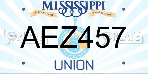 AEZ457 Mississippi License Plate