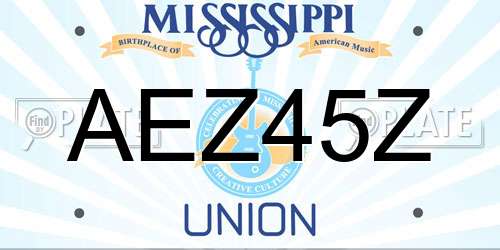 AEZ45Z Mississippi License Plate