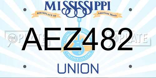 AEZ482 Mississippi License Plate