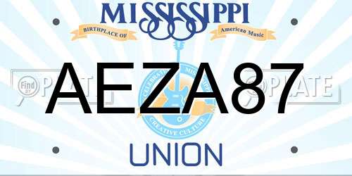 AEZA87 Mississippi License Plate