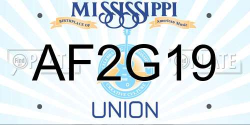 AF2G19 Mississippi License Plate