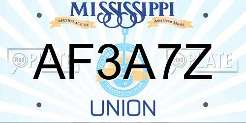 AF3A7Z Mississippi License Plate