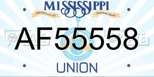 AF55558 Mississippi License Plate