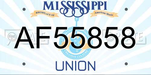 AF55858 Mississippi License Plate