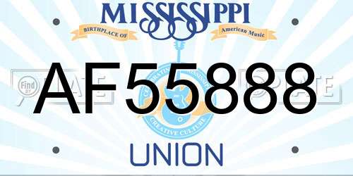 AF55888 Mississippi License Plate