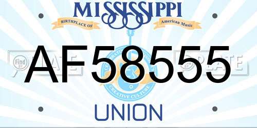 AF58555 Mississippi License Plate