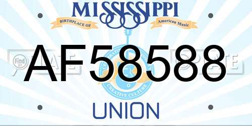 AF58588 Mississippi License Plate