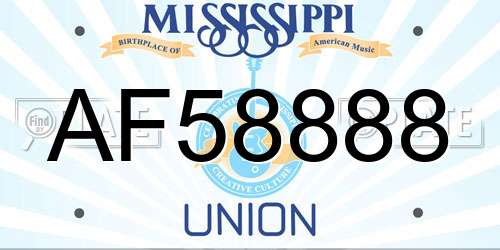 AF58888 Mississippi License Plate