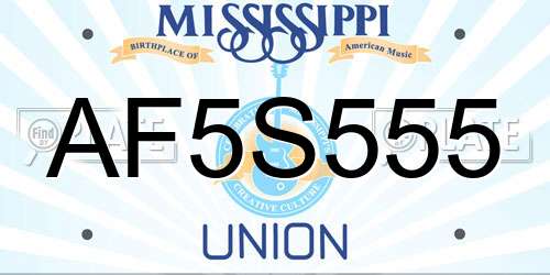 AF5S555 Mississippi License Plate