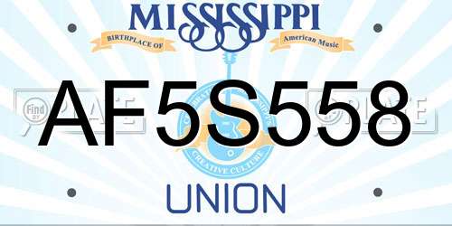 AF5S558 Mississippi License Plate
