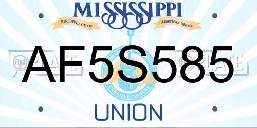 AF5S585 Mississippi License Plate