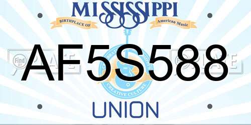 AF5S588 Mississippi License Plate