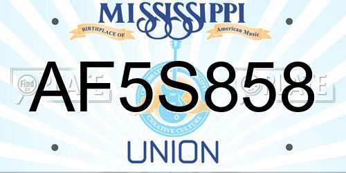 AF5S858 Mississippi License Plate