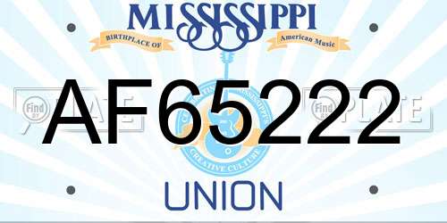 AF65222 Mississippi License Plate