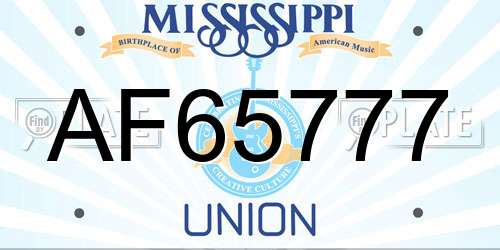 AF65777 Mississippi License Plate