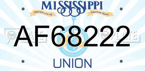 AF68222 Mississippi License Plate