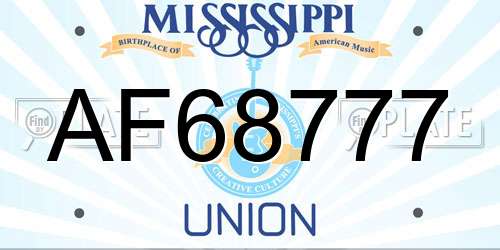 AF68777 Mississippi License Plate