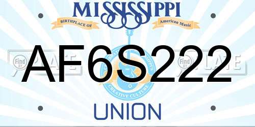 AF6S222 Mississippi License Plate