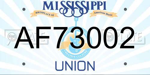 AF73002 Mississippi License Plate