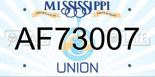 AF73007 Mississippi License Plate