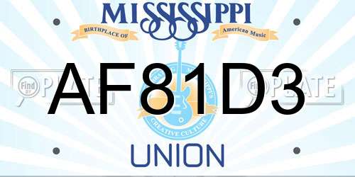 AF81D3 Mississippi License Plate