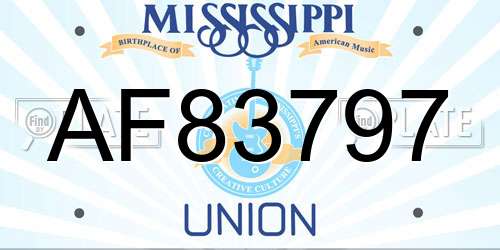AF83797 Mississippi License Plate