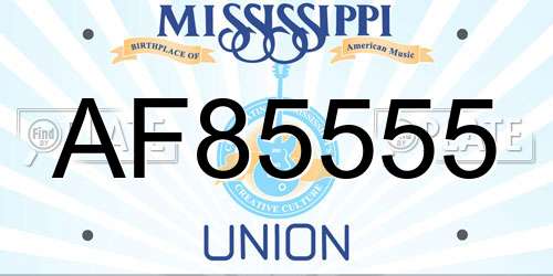 AF85555 Mississippi License Plate