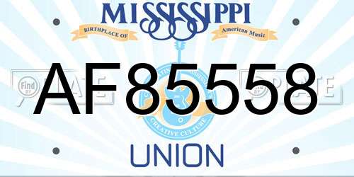 AF85558 Mississippi License Plate