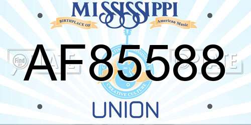 AF85588 Mississippi License Plate