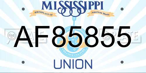 AF85855 Mississippi License Plate