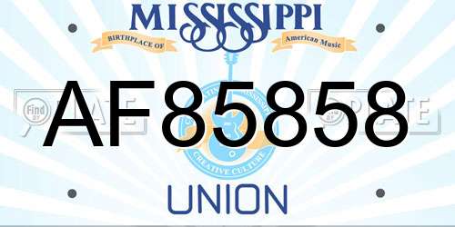 AF85858 Mississippi License Plate