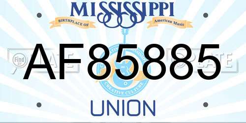 AF85885 Mississippi License Plate