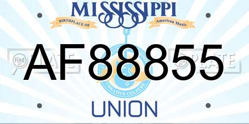 AF88855 Mississippi License Plate