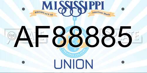 AF88885 Mississippi License Plate