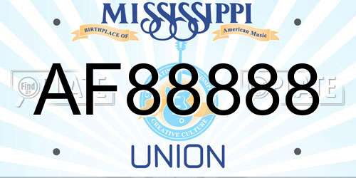 AF88888 Mississippi License Plate
