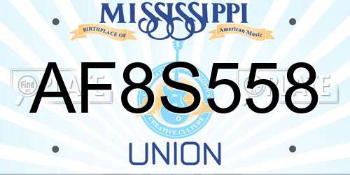 AF8S558 Mississippi License Plate