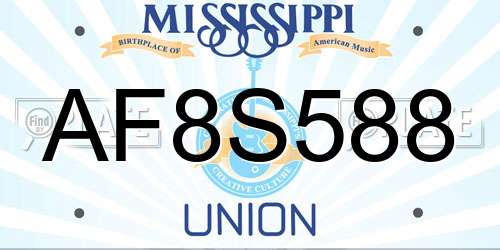 AF8S588 Mississippi License Plate