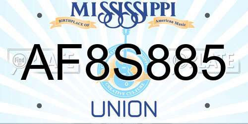 AF8S885 Mississippi License Plate