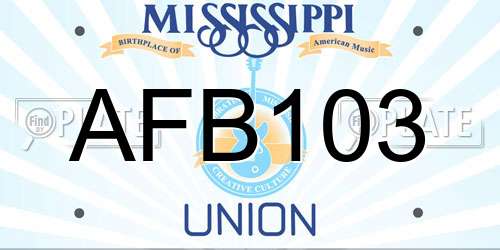 AFB103 Mississippi License Plate