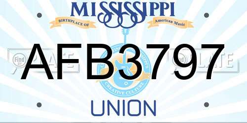 AFB3797 Mississippi License Plate