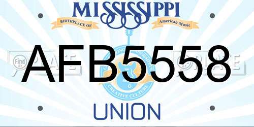 AFB5558 Mississippi License Plate