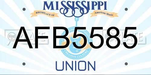 AFB5585 Mississippi License Plate