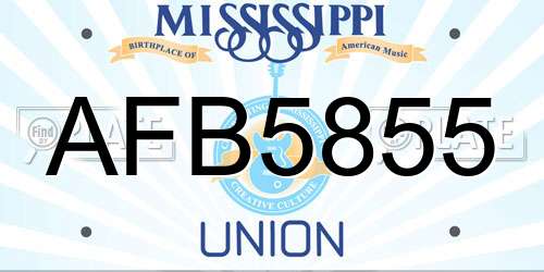 AFB5855 Mississippi License Plate