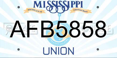 AFB5858 Mississippi License Plate