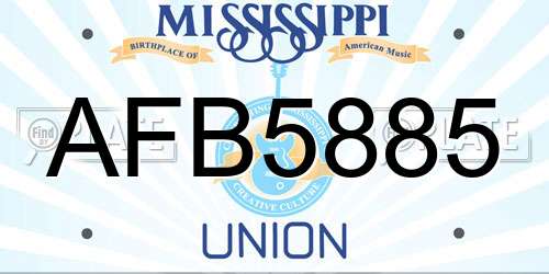 AFB5885 Mississippi License Plate