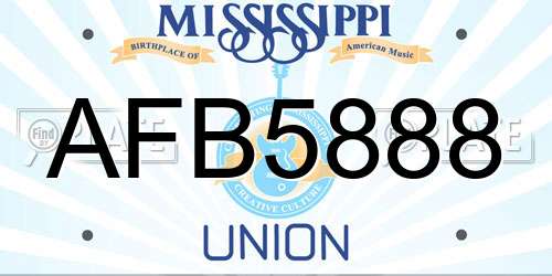 AFB5888 Mississippi License Plate