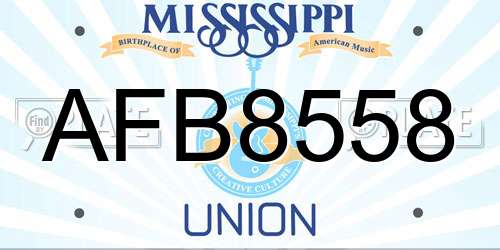 AFB8558 Mississippi License Plate