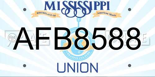 AFB8588 Mississippi License Plate